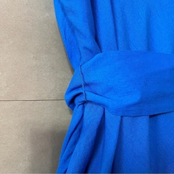 Alice + Olivia | Webber Cowl Neck Mini Dress Belted Godet Dress Blue Size 6 - Picture 15 of 16